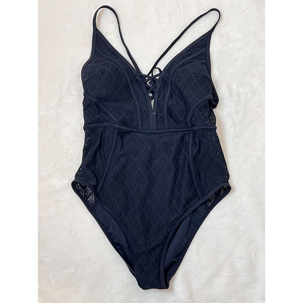 Cupshe black one piece lace side swimsuit S - Picture 3 of 4